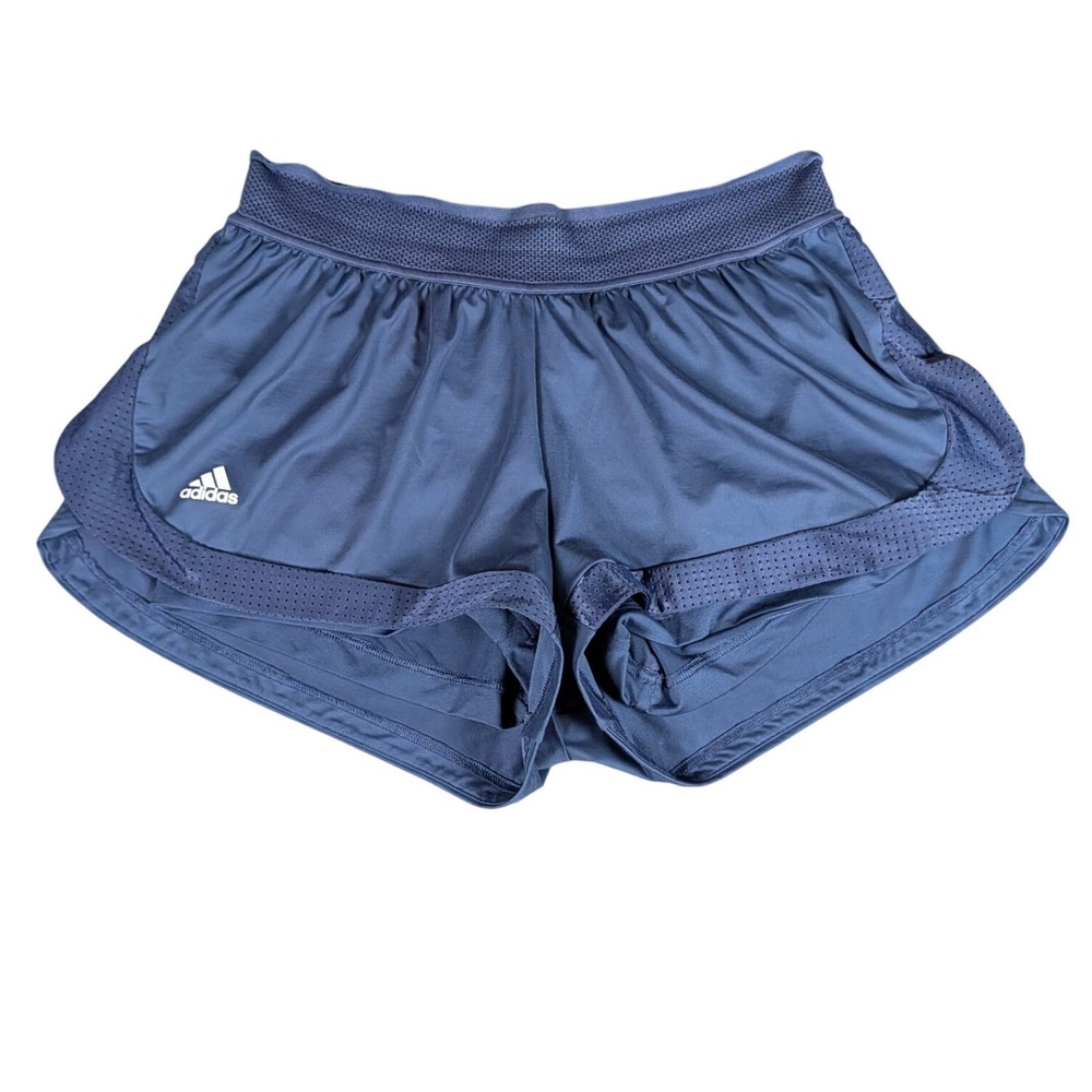 Adidas Aeroready 2-in-1 Running Shorts Navy Blue Mesh Waistband Athletic Womens